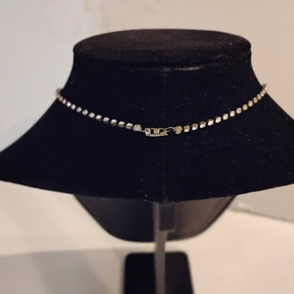 Silver tone Rhinestones Clear Sparkly Crystals Necklace Charms Pendant 7.5' - Picture 9 of 11